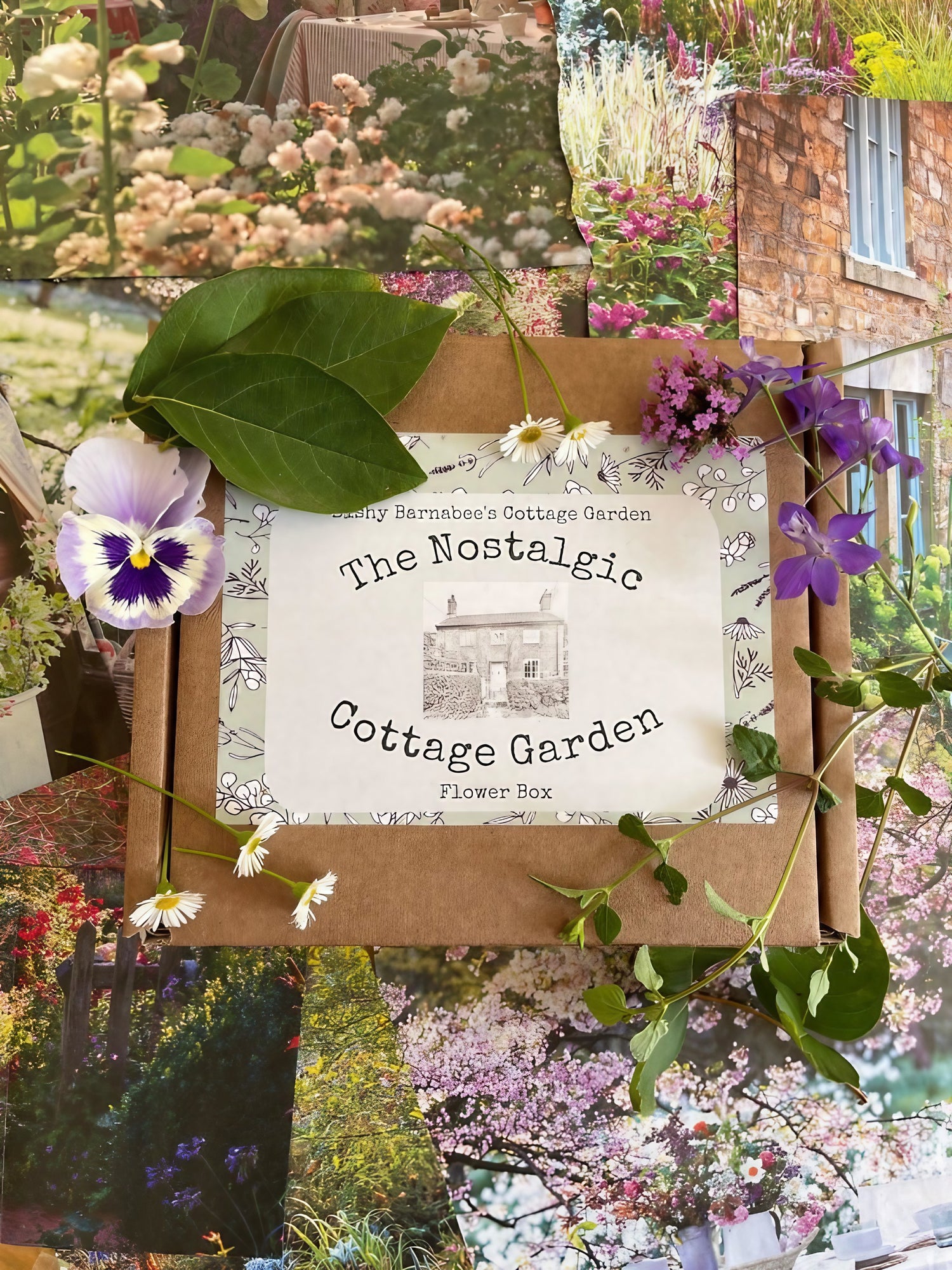 The Nostalgic Cottage Garden Flower Box with flowers and cottage garden scenes