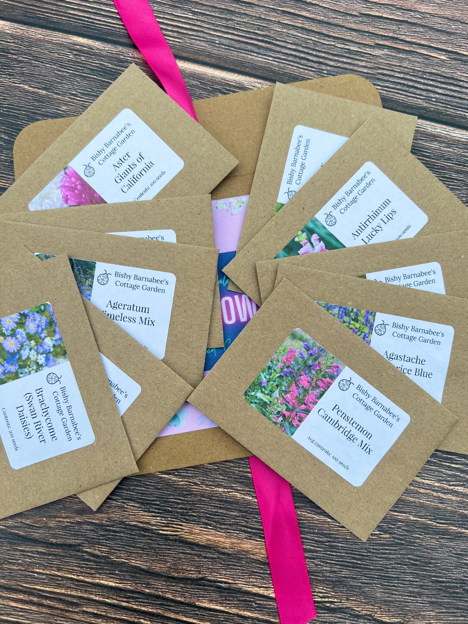 A variety of flower seed packets from The Valentine&